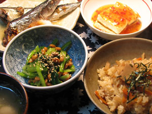 焼き豆腐のチリソースかけ滋味定食_f0070546_23122110.jpg