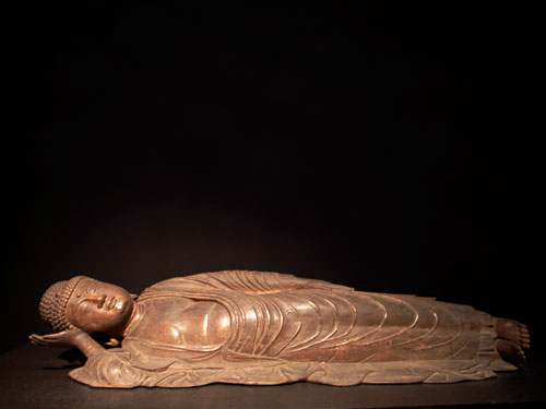 涅槃の仏陀 仏像 涅槃像 涅槃仏 寂滅 6.0寸 桧木 : 栗田こだわり仏像専門店