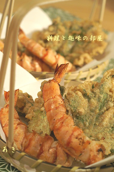 具沢山豚汁／海老の鬼ガラ焼きと天麩羅／オニオンとハムのサラダ_b0033423_2102429.jpg