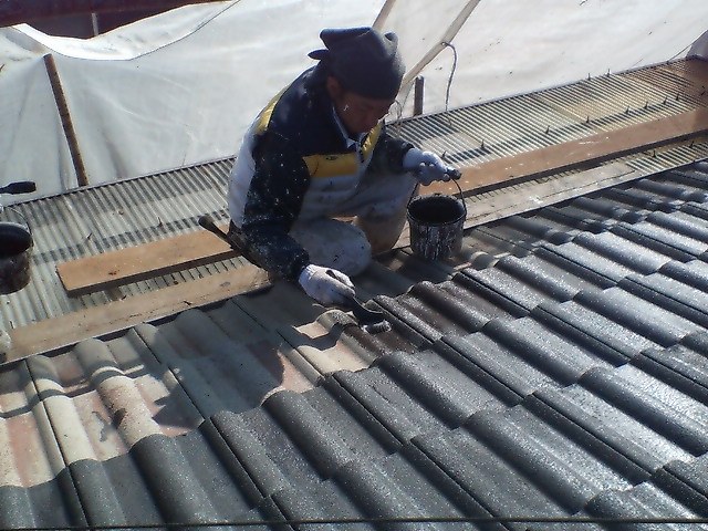 H19 　３月１日　屋根塗り替え工事_e0116798_1993531.jpg