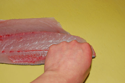 大きい魚の 作 サク取り です 今回はカンパチを使いました 魚屋三代目日記