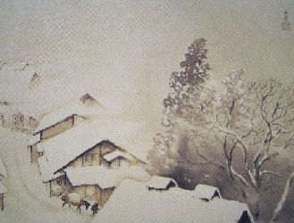 絵画 川合玉堂 （かわいぎょくどう） 雪中水車 （ せっちゅうす