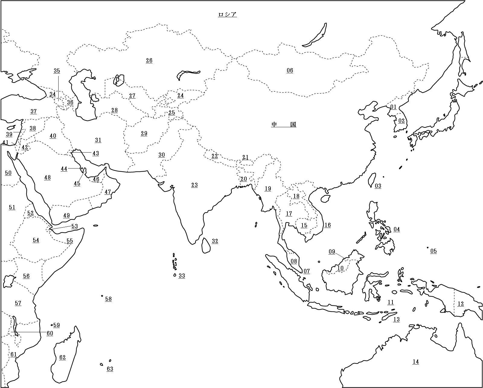 一番欲しい 世界白地図 アジア Fuutou Sozai