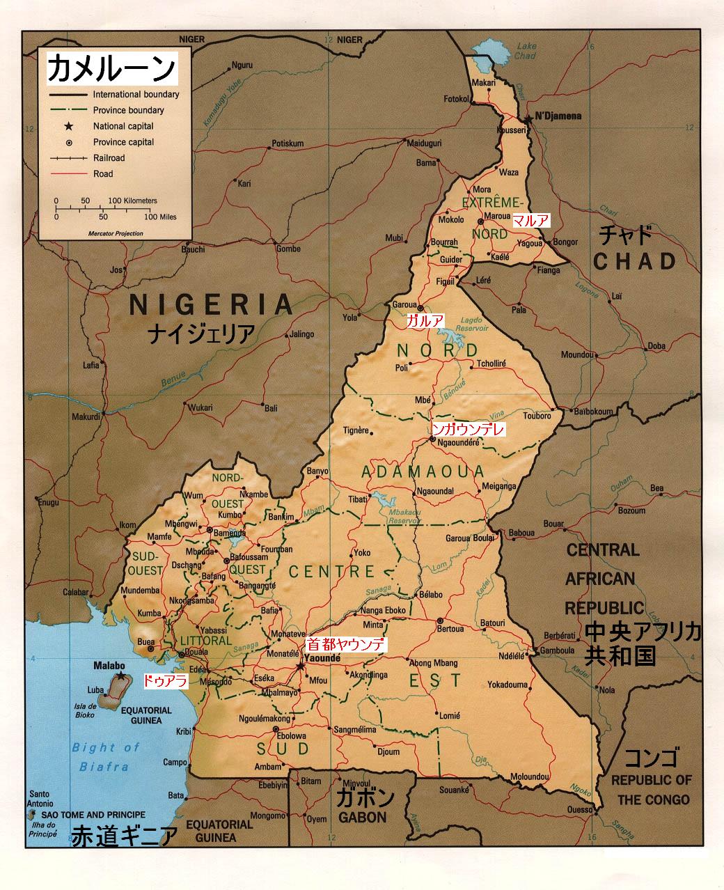 カメルーン地図 アフリカに 思いやり ２