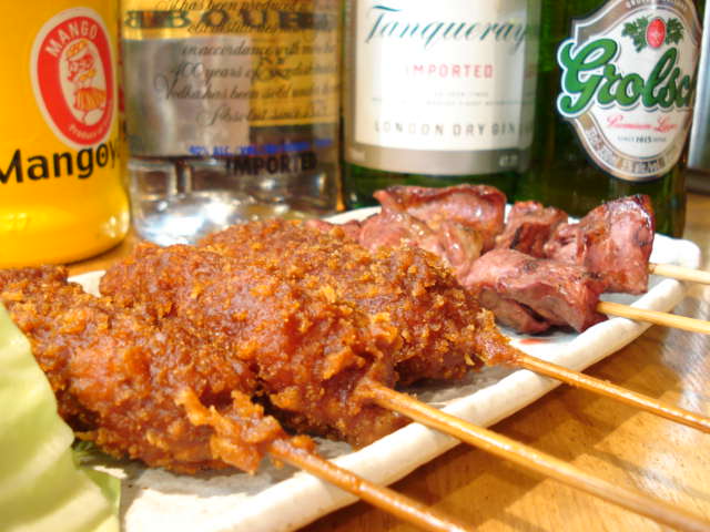 味噌串カツと心臓串焼き_d0121540_13571644.jpg
