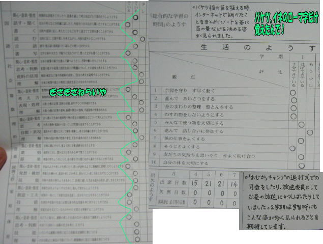 7/20　　起こす時は鼻の穴にティッシュ　1学期通知表　親から食材　信号待ち_f0082367_13253531.jpg