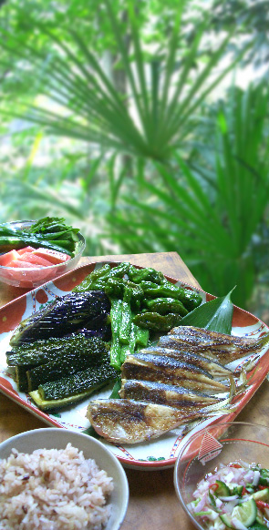 焼きアジ・夏のお昼ごはん_d0043225_1619483.jpg