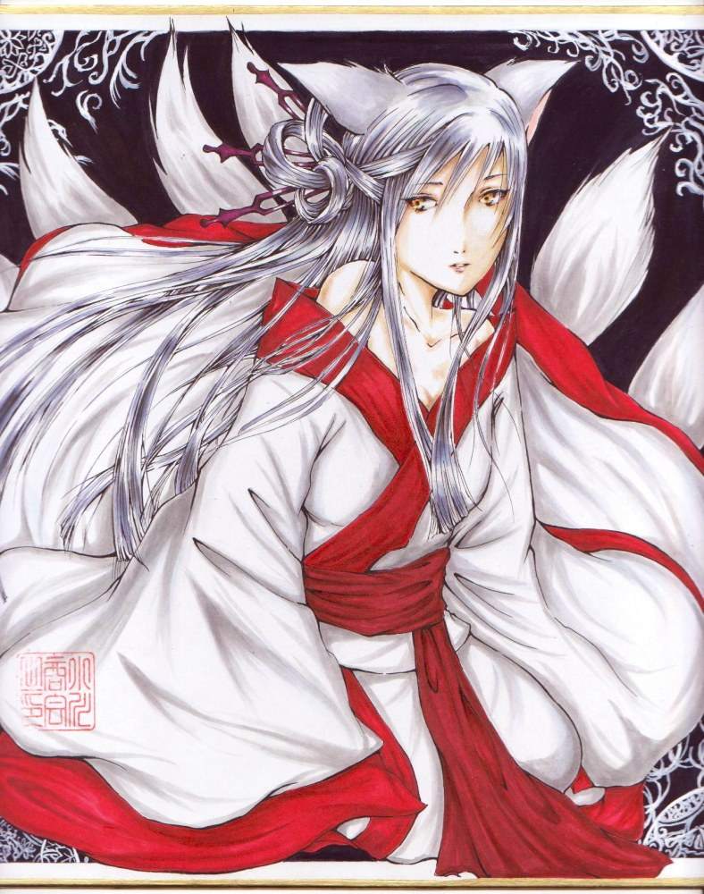 狐 花魁 着物 イラスト Homu Interia