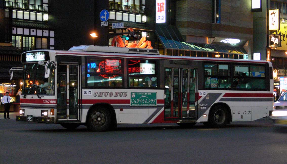 中央バスの日野ブルーリボン ワンステップ車 バス 鉄道 車 船