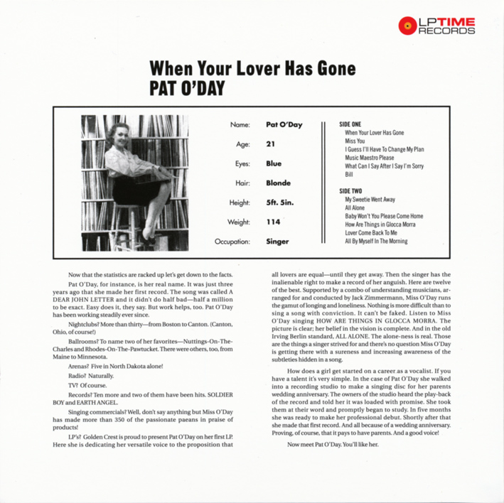 パット・オデイ（Pat O\'Day）「When Your Lover Has Gone」（1957）_e0042361_21231755.jpg