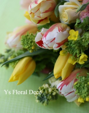 菜の花 チューリップ スイトピー ストック 春の花束 Ys Floral Deco Blog 菜の花 チューリップ スイトピー ストック 春の花束 Ys Floral Deco Blog