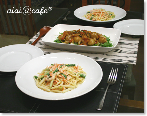 桜えびとアスパラの豆乳クリームパスタ_a0056451_15153572.jpg