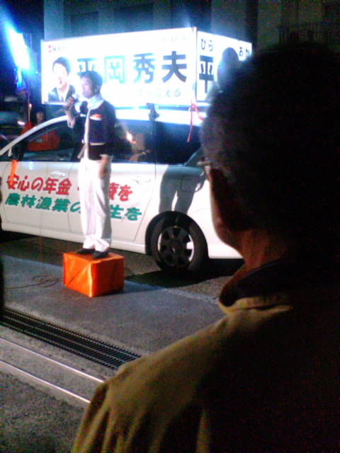 蓮紡さん熱弁で平岡さん応援_e0094315_2152173.jpg