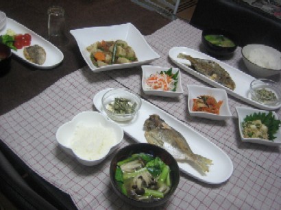 えぼ鯛の干物＆里芋・にんじん・インゲンの煮物挽肉あん_e0139978_1727262.jpg