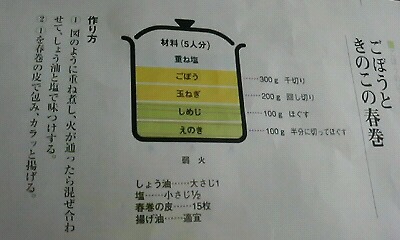 百姓屋敷 わら の料理本から ごぼうときのこの春巻き 50才からの生き方 百姓屋敷 わら の料理本から ごぼうときのこの春巻き 50才からの生き方