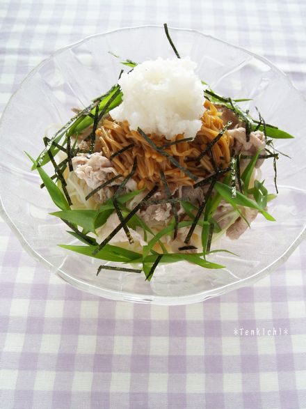 ちゅるちゅるっとなめたけおろし素麺 母ちゃんちのご飯