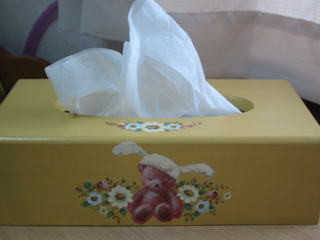 トールペイント でティッシュケース : mon petit lapin