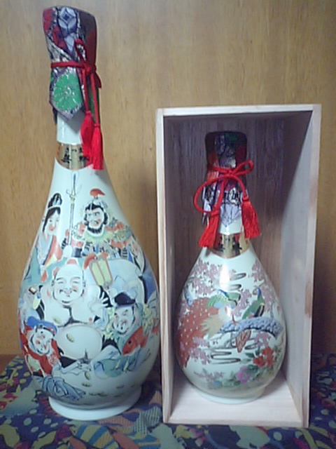 未開封) さつま無双 本格焼酎無双 七福神鶴首/幸泉作(木箱付き