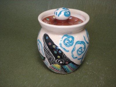 南島焼　奈美ロリマーさん作品　カップ　高さ約8cm　直径約8cm ◉石垣島◉南島焼◉ロリマー作・サガリバナ◉稀少・丸マグカップ