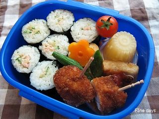 幼稚園のお弁当 海苔巻き Fine Days 幼稚園のお弁当 海苔巻き Fine Days