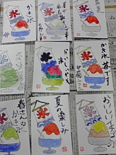老人介護施設で夏の塗り絵 Qpの思い立ったら吉日 絵手紙 消しゴムはんこ 小物作り