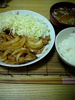 学食風　豚の生姜焼き定食_a0091690_21582633.jpg