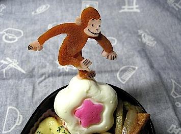 おさるのジョージ弁当 キャラ弁 なつかしアニメをキャラ弁で おさるのジョージ弁当 キャラ弁 なつかしアニメをキャラ弁で