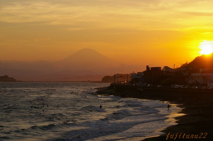 富士山が見えた！海の夕日1_b0151409_0224598.jpg