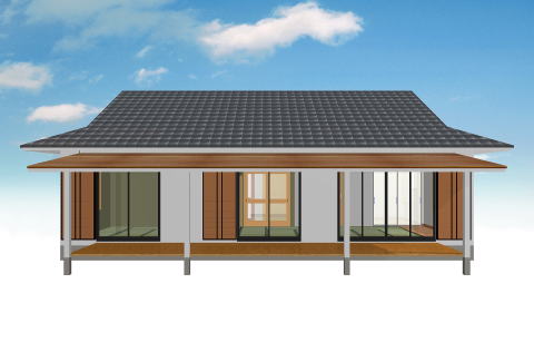 庇のある純和風平屋 埼玉県寄居町の一級建築士事務所住宅 ３d Simulation Yamakenarchitect