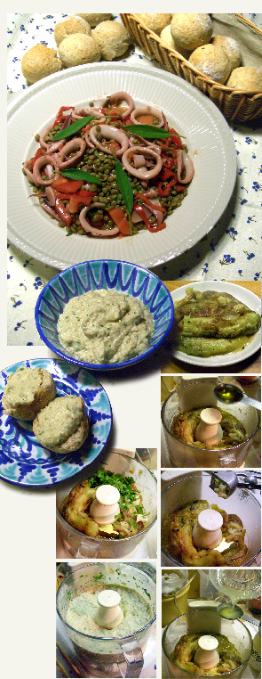 イカとレンズ豆のサラダ 焼きナスのペースト ばーさんがじーさんに作る食卓