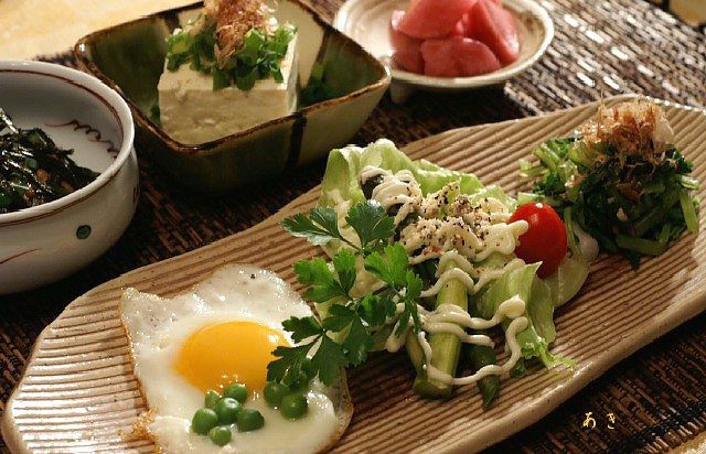 簡単な朝ご飯のご紹介で和食です。/森のきのこに「おさんぽマーク」を頂きました。_b0033423_1237318.jpg