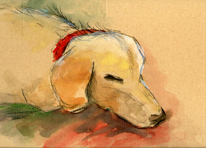 I love dog 　　Dog at 20 o\'clock　(watercolor  drawing)_c0053351_20382150.jpg