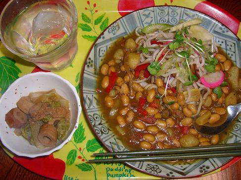 多国籍大豆カレー焼きうどん。_c0170905_15342217.jpg