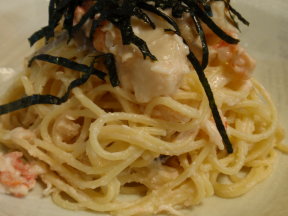 たらことカニのクリームパスタ。_f0011124_20224513.jpg