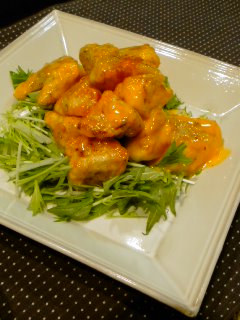 afternoomシフォン教室と・・・揚げヤーコンのチリソース。_f0177295_92926.jpg
