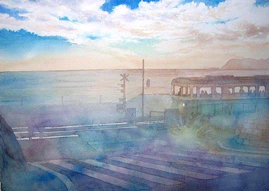 鎌倉高校前を描く その３ 塗り重ね 福井良佑の水彩画 Watercolor Terrace