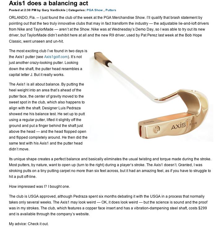 Axis 1 Putter オーランドショウを終えての評判 The Bank Of Putters Axis 1 Putter オーランドショウを終えての評判 The Bank Of Putters