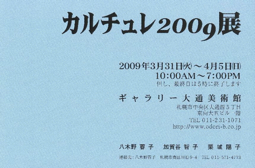 ⇒3人展) 大通美術館 「カルチュレ 2009展」 4月1日(火)~4月5日(日)_f0142432_1817925.jpg