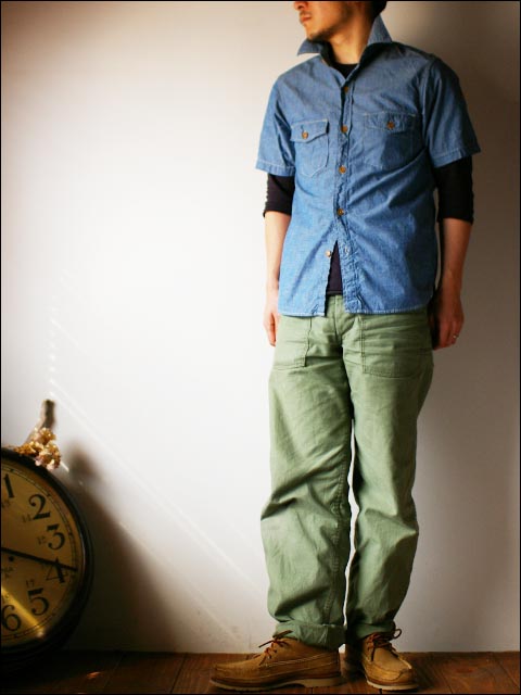 orslow [オアスロウ] short sleeve work shirts chambrey shirts blue_f0051306_20142045.jpg