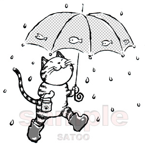 傘と長靴の猫 梅雨のイラスト サトゥーのイラストとデザイン よんぷりnews
