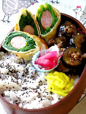 茄子の肉味噌お弁当_b0171098_17163423.jpg