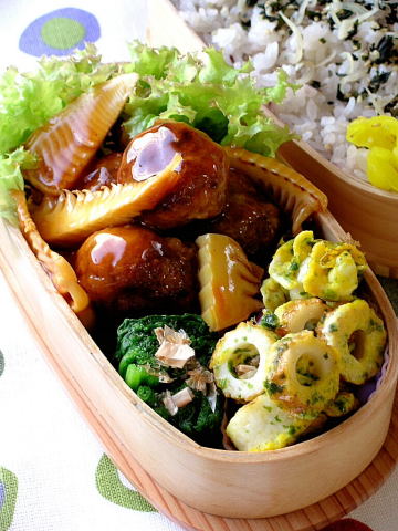 筍と肉団子の甘酢あんかけ弁当_b0171098_208377.jpg