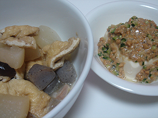 焼き鮭と煮物と納豆冷奴_c0025217_1743195.jpg