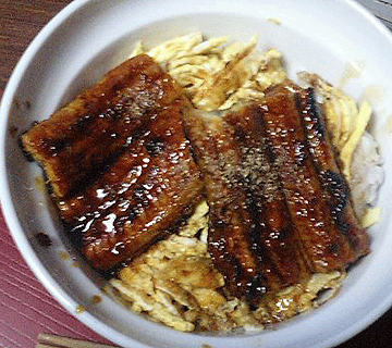 ◆新・漢の手抜き料理(＃ﾟДﾟ)ｵﾗー!： 【ザ・おやぢ丼。】鰻丼  _a0004802_8221830.gif