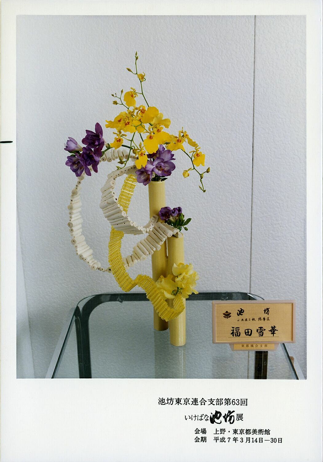平成７年（１９９５）上野・東京都立美術館、花展出瓶作品_f0083741_13311140.jpg