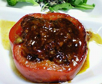 パプリカの肉詰め と もやしハンバーグ もやしハンバーグが絶品 Chokoballcafe