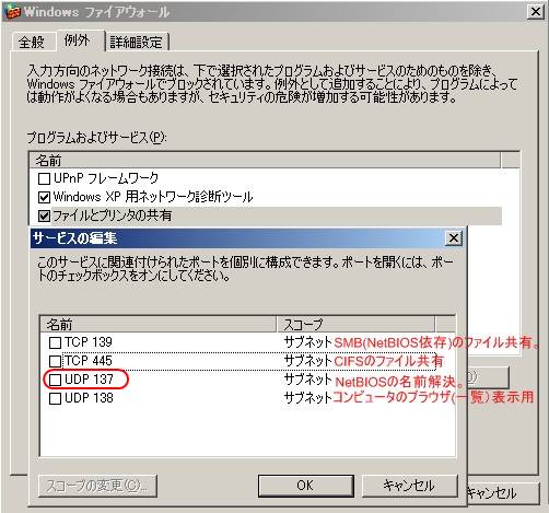 (ネットワーク)DNS環境が無いLANではNetBIOS orver TCP/IPとそれが使うポートを開放しないとけない!?_e0091163_1754866.jpg