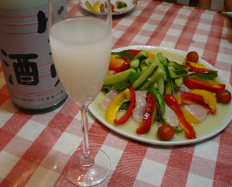 『菊姫　にごり酒』　と　『夏野菜のサラダ』_f0193752_21473191.jpg
