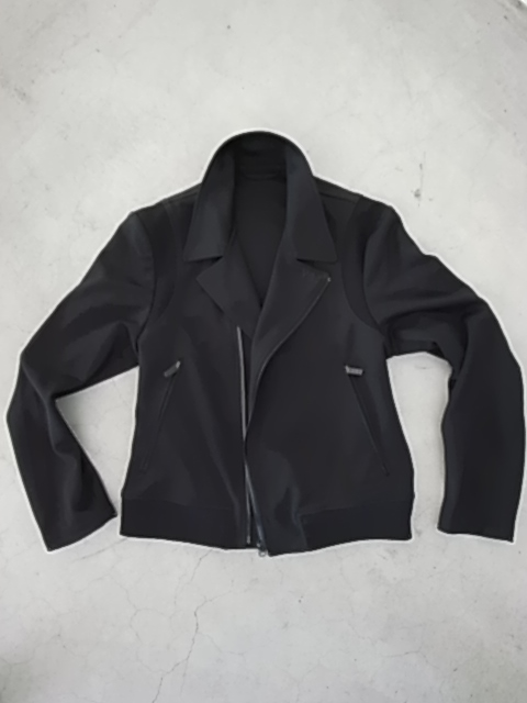 Y-3 ブラックレザーダブルライダースジャケット M