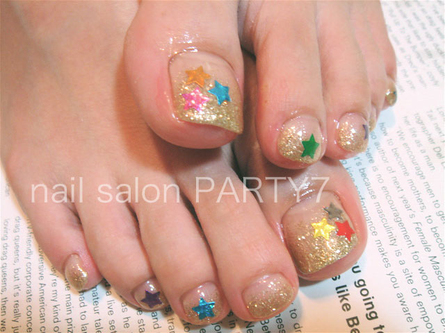 ラメグラデーション 星のフットネイル Nail Salon Party７の店長日記２